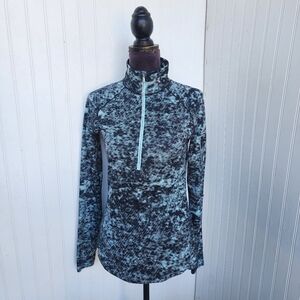 Under Armour Pullover Women Blue Black Heat Gear 1/4 Zip Sweatshirt Heather XS